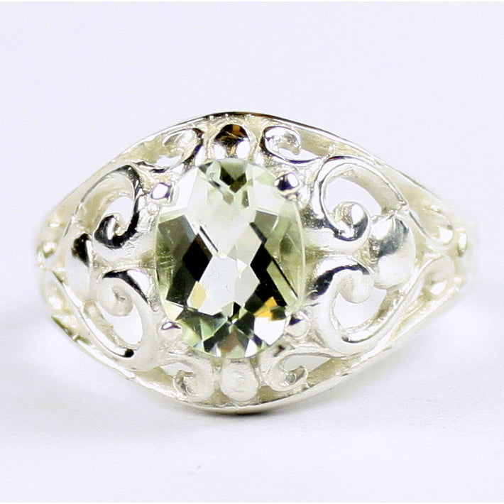 SR111 Green Amethyst (Prasiolite) 925 Sterling Silver Ladies Ring Image 1