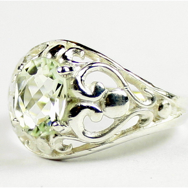 SR111 Green Amethyst (Prasiolite) 925 Sterling Silver Ladies Ring Image 2