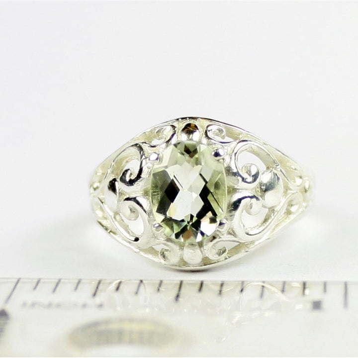 SR111 Green Amethyst (Prasiolite) 925 Sterling Silver Ladies Ring Image 4