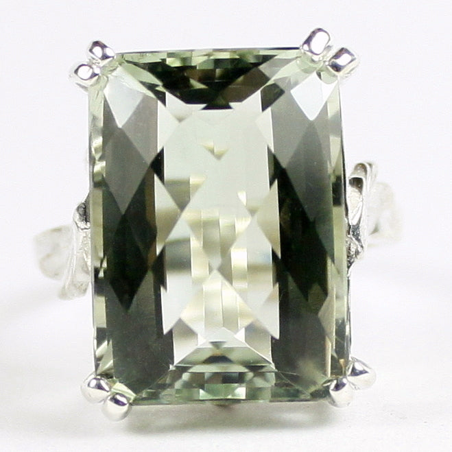 Sterling Silver Ladies Ring Green Amethyst SR039 Image 1