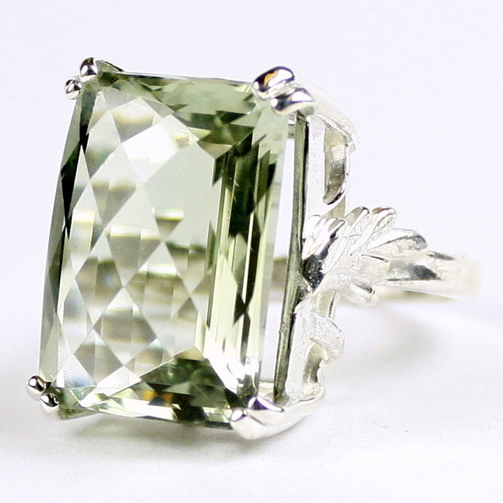 Sterling Silver Ladies Ring Green Amethyst SR039 Image 2