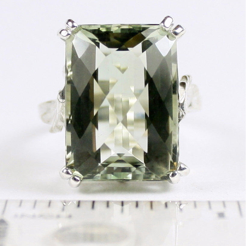 Sterling Silver Ladies Ring Green Amethyst SR039 Image 4