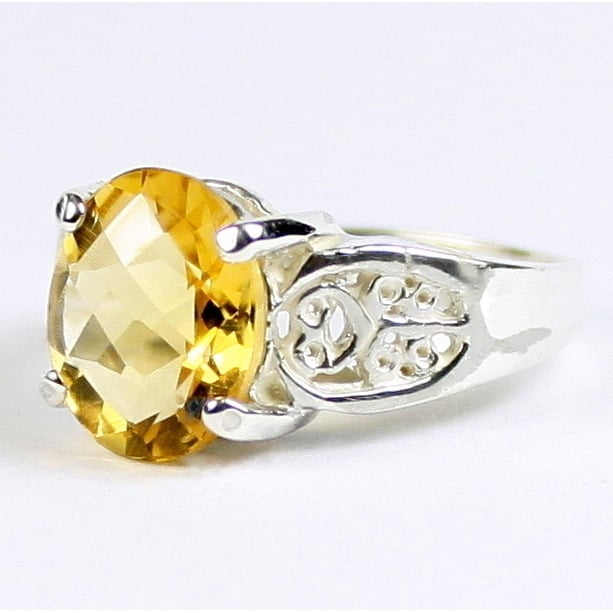 SR369 Citrine 925 Sterling Silver Ladies Ring Image 2