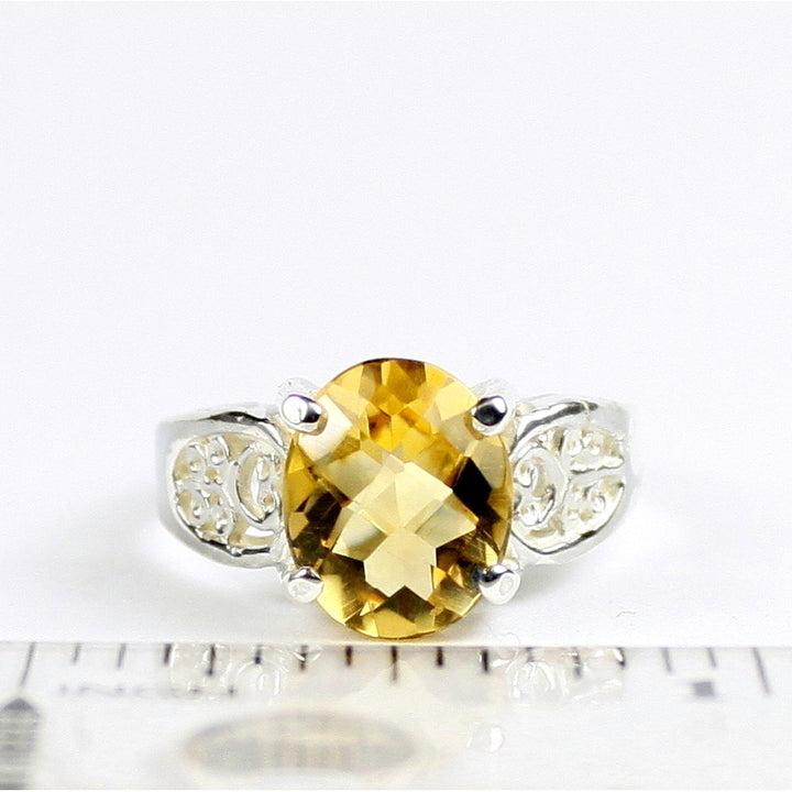 SR369 Citrine 925 Sterling Silver Ladies Ring Image 4