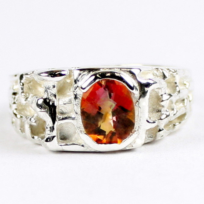 Sterling Silver Mens Ring Twilight Fire Topaz SR197 Image 1