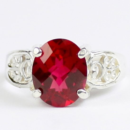 SR369 Created Ruby 925 Sterling Silver Ladies Ring Image 1