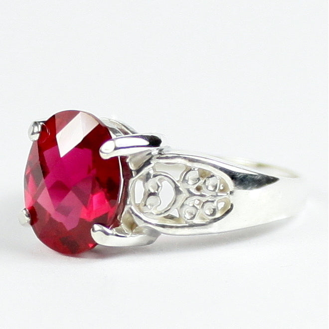 SR369 Created Ruby 925 Sterling Silver Ladies Ring Image 2