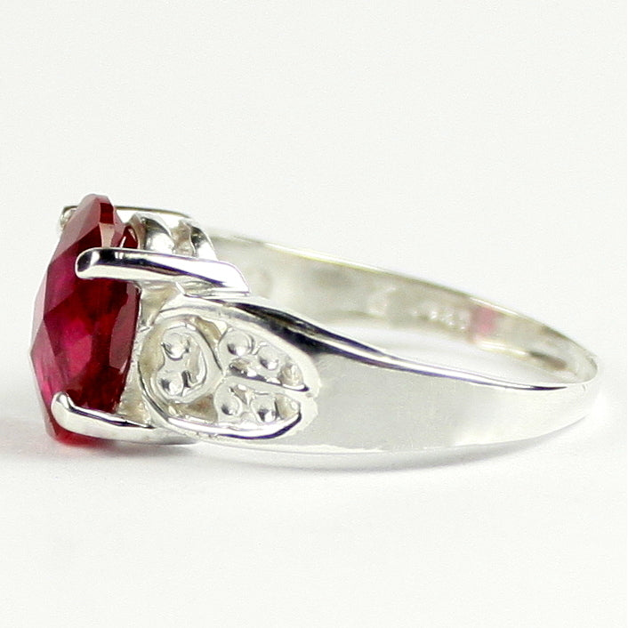 SR369 Created Ruby 925 Sterling Silver Ladies Ring Image 3