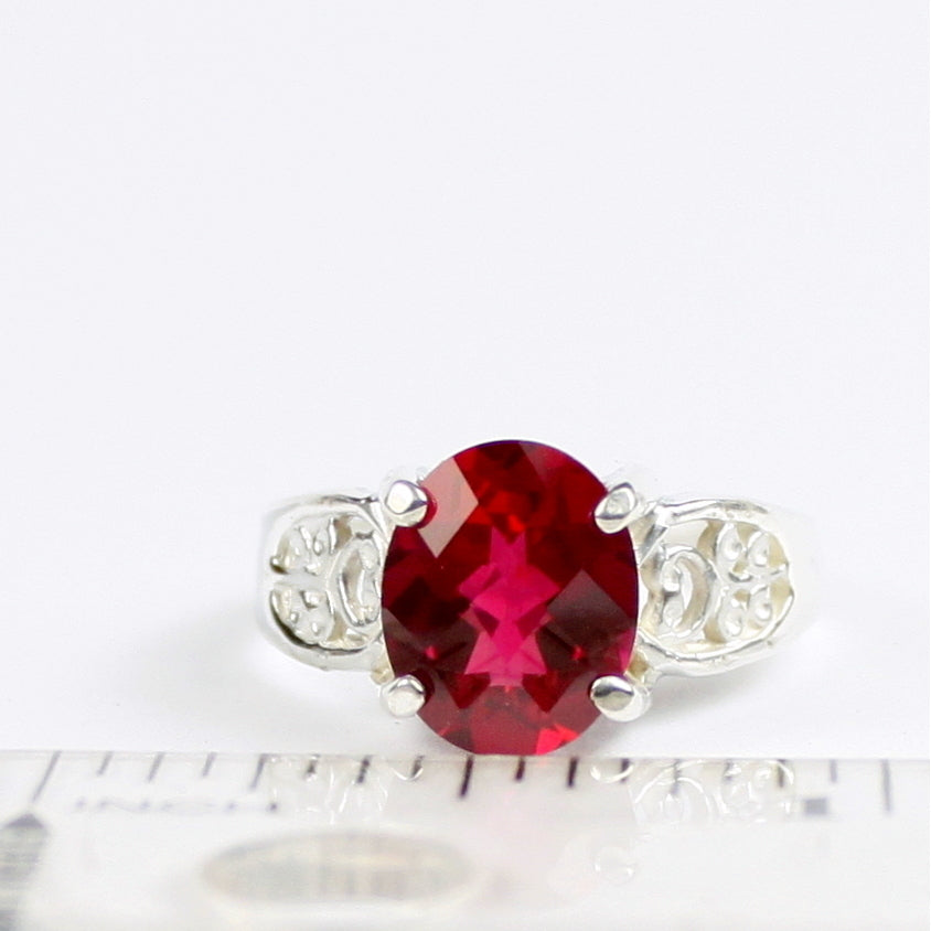 SR369 Created Ruby 925 Sterling Silver Ladies Ring Image 4