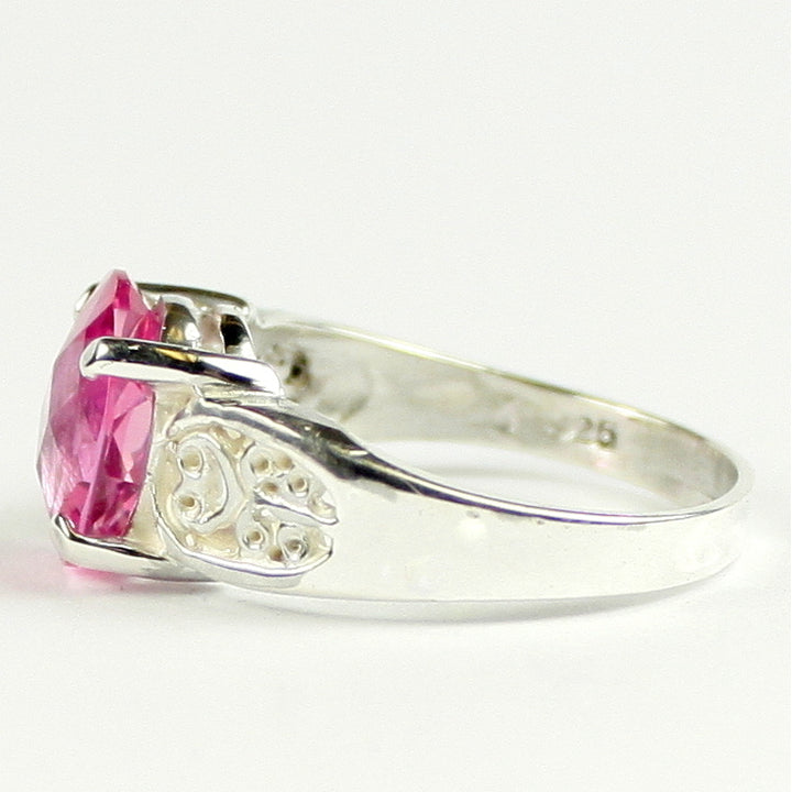 SR369 Created Pink Sapphire 925 Sterling Silver Ladies Ring Image 3