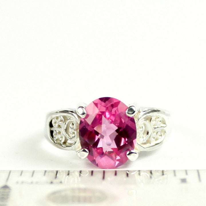 SR369 Created Pink Sapphire 925 Sterling Silver Ladies Ring Image 4