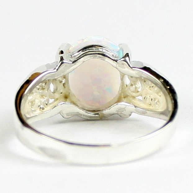 SR369 Created White Opal 925 Sterling Silver Ladies Ring Image 4