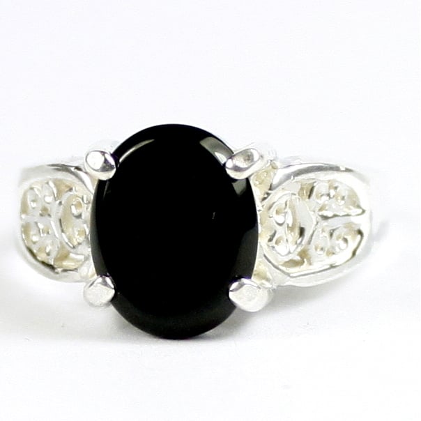 SR369 Black Onyx 925 Sterling Silver Ladies Ring Image 1