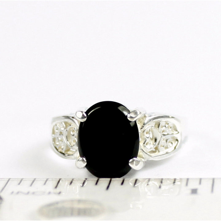 SR369 Black Onyx 925 Sterling Silver Ladies Ring Image 4