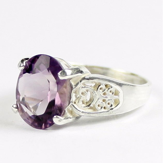 SR369 Amethyst 925 Sterling Silver Ladies Ring Image 2