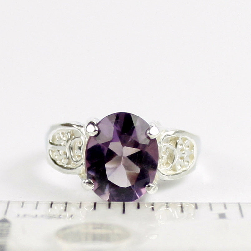 SR369 Amethyst 925 Sterling Silver Ladies Ring Image 4