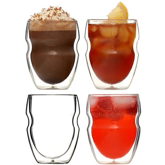 Serafino Double Wall 8 oz Beverage & Coffee Glasses - Set of 4 Insulated Drinking Glasses Image 1