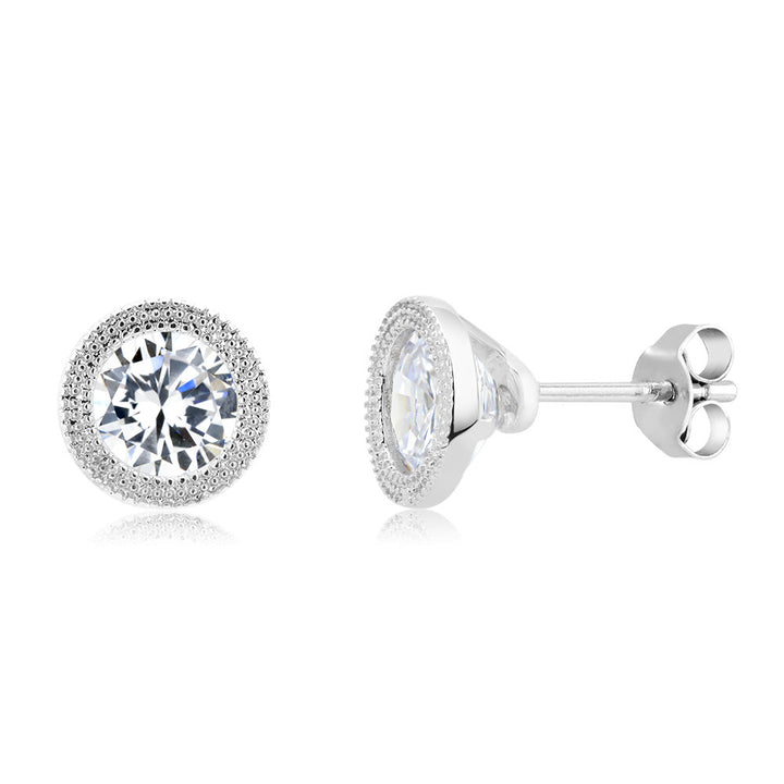 7 Pair Collection of White Gold + CZ Stud Earrings Image 3
