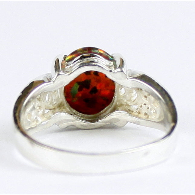 SR369 Created Red Brown Opal 925 Sterling Silver Ladies Ring Image 4