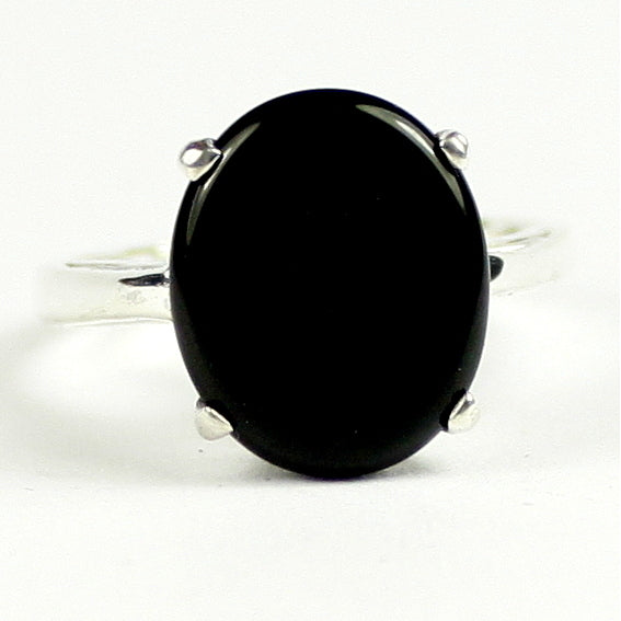 Sterling Silver Ladies Ring Black Onyx SR055 Image 1