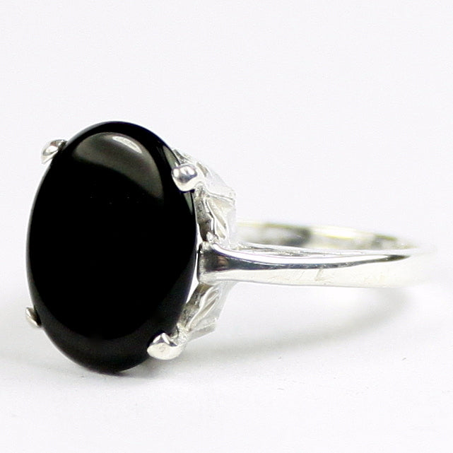 Sterling Silver Ladies Ring Black Onyx SR055 Image 2