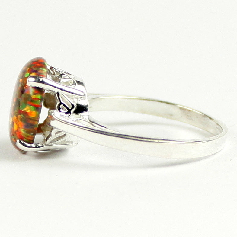 Sterling Silver Ladies Ring Created Red Brown Opal SR055 Image 3