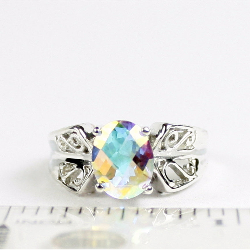 SR281 9x7mm Mercury Mist Topaz 925 Sterling Silver Ring Image 4