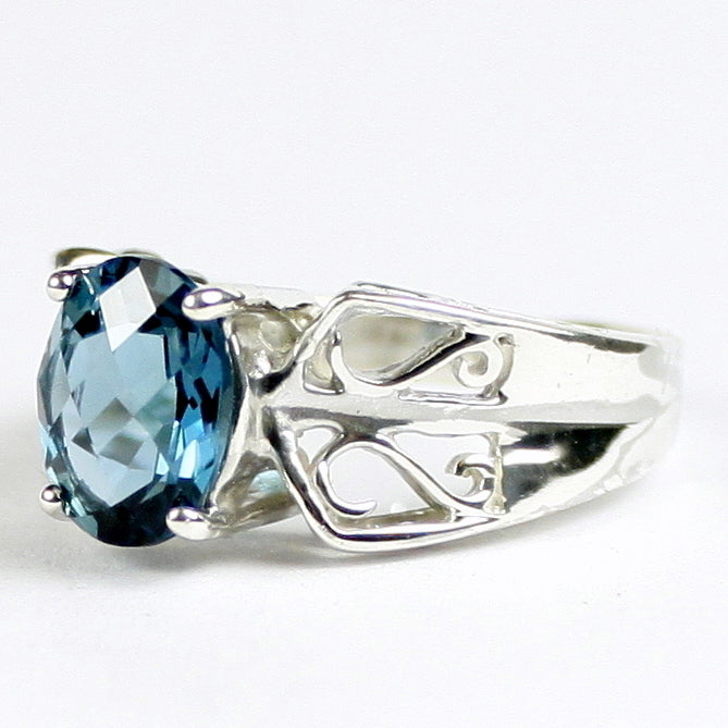 SR281 9x7mm London Blue Topaz 925 Sterling Silver Ladies Ring Image 2