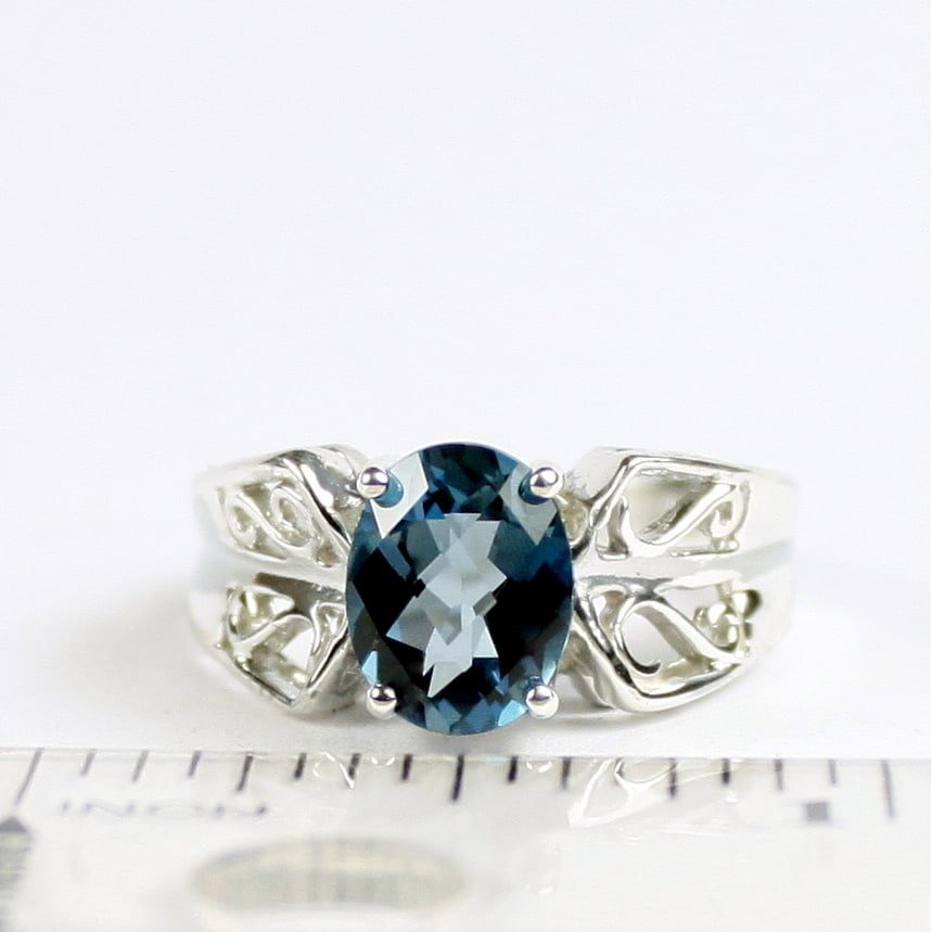 SR281 9x7mm London Blue Topaz 925 Sterling Silver Ladies Ring Image 4