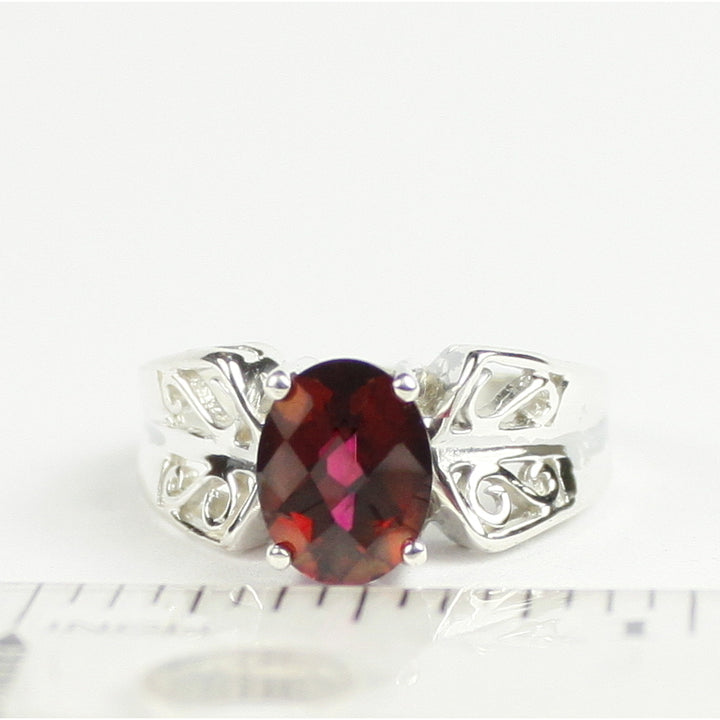 SR281 9x7mm Crimson Fire Topaz 925 Sterling Silver Ring Image 4