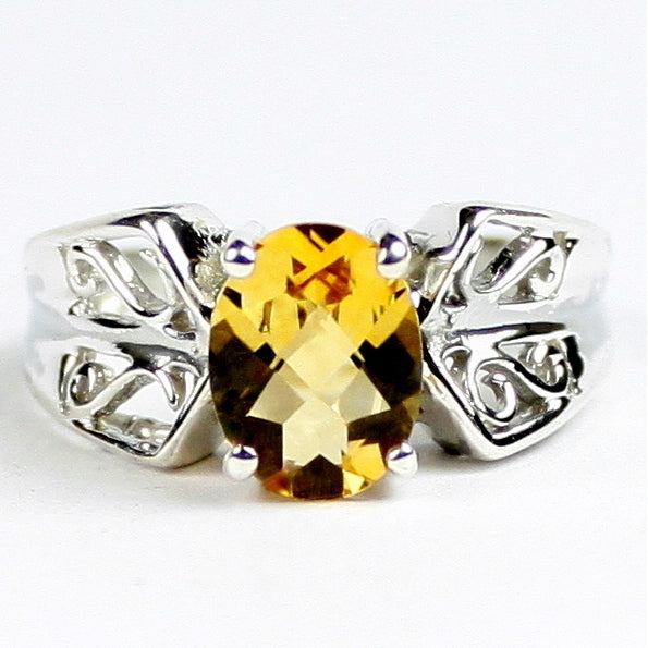 SR281 9x7mm Citrine 925 Sterling Silver Ladies Ring Image 1