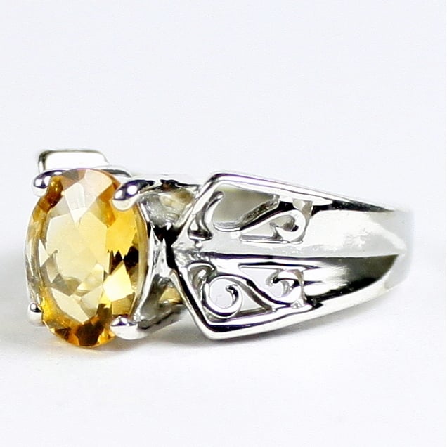 SR281 9x7mm Citrine 925 Sterling Silver Ladies Ring Image 2