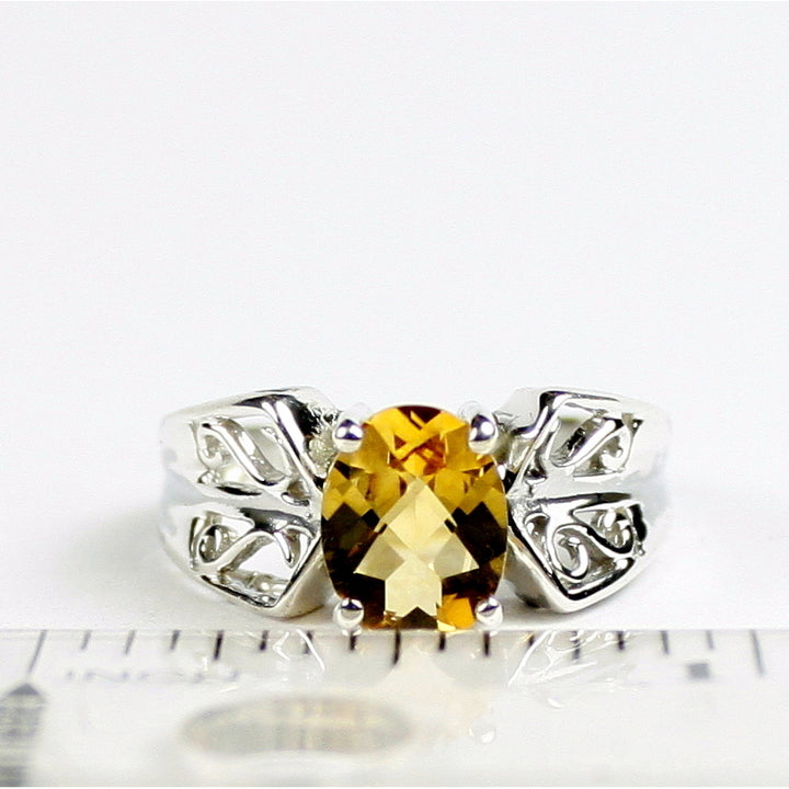 SR281 9x7mm Citrine 925 Sterling Silver Ladies Ring Image 4