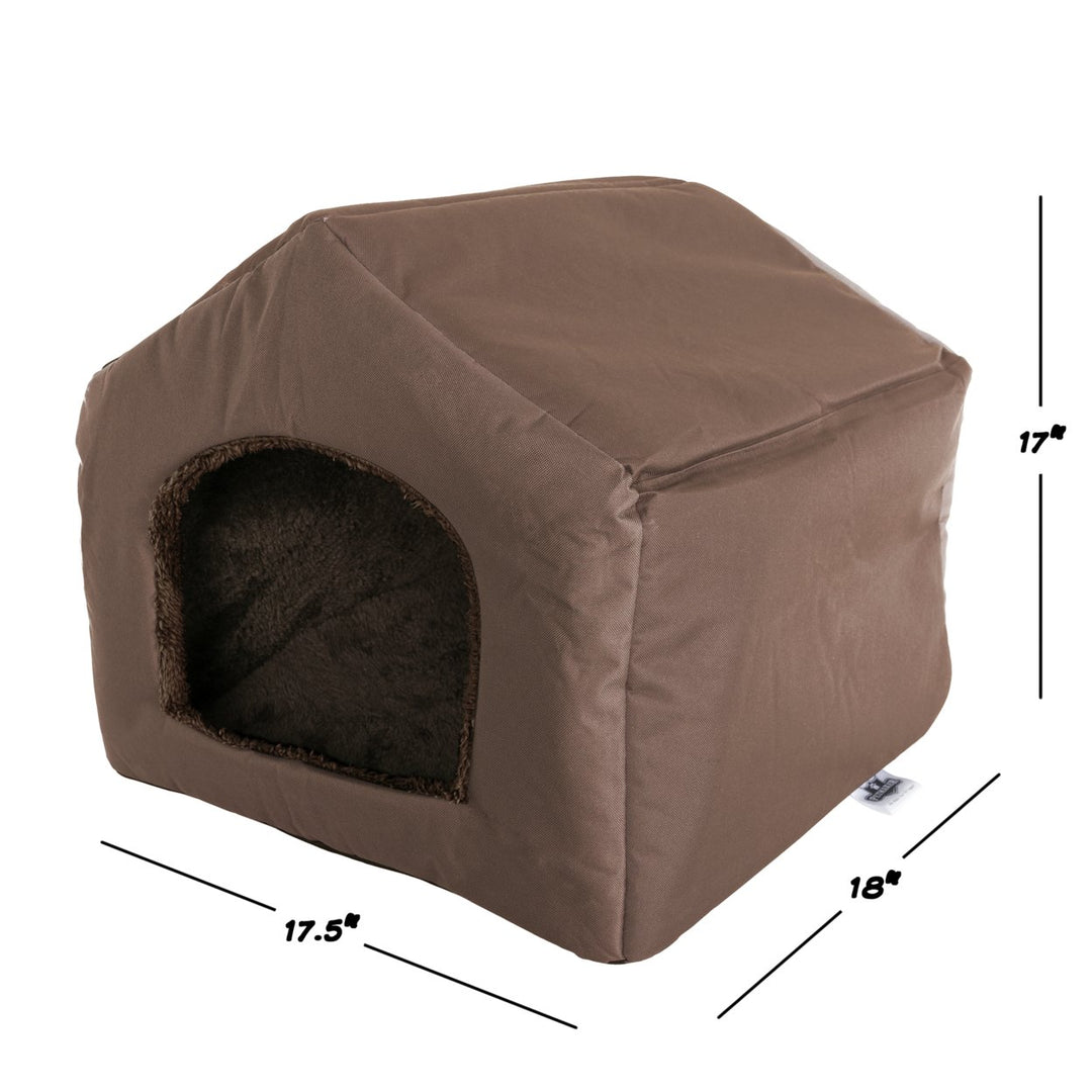 PETMAKER Cozy Cottage House Shaped Pet Bed Brown 19x18.5x17 Image 4