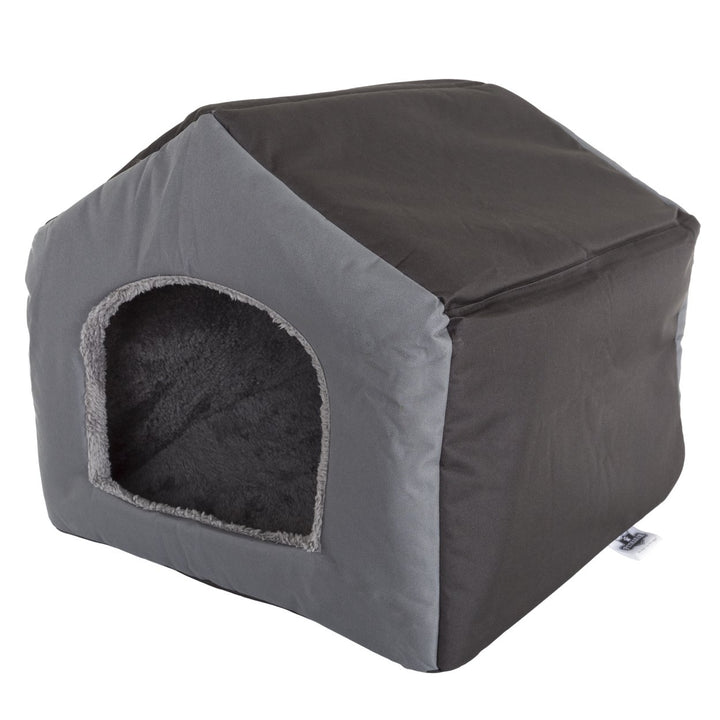 PETMAKER Cozy Cottage Pet Bed Gray 19x18.5x17 Soft Sherpa Lining Waterproof Image 3