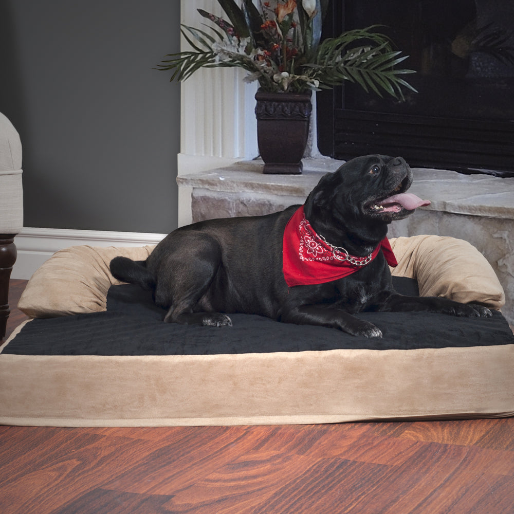 PETMAKER Large Orthopedic Memory Foam Pet Bed with Bolster Cooling Gel Suede Image 2