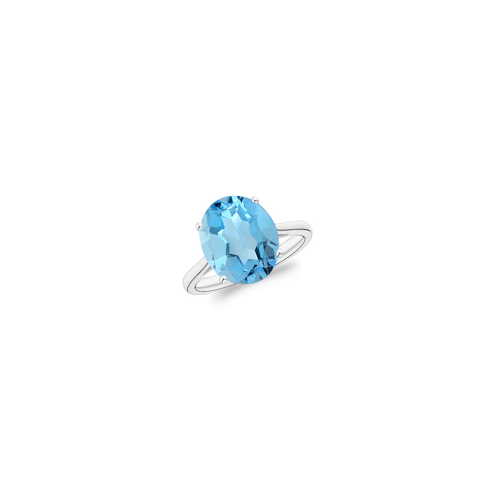 5.00 CTTW Genuine Blue Topaz Gemstone Oval Cut Ring Image 1