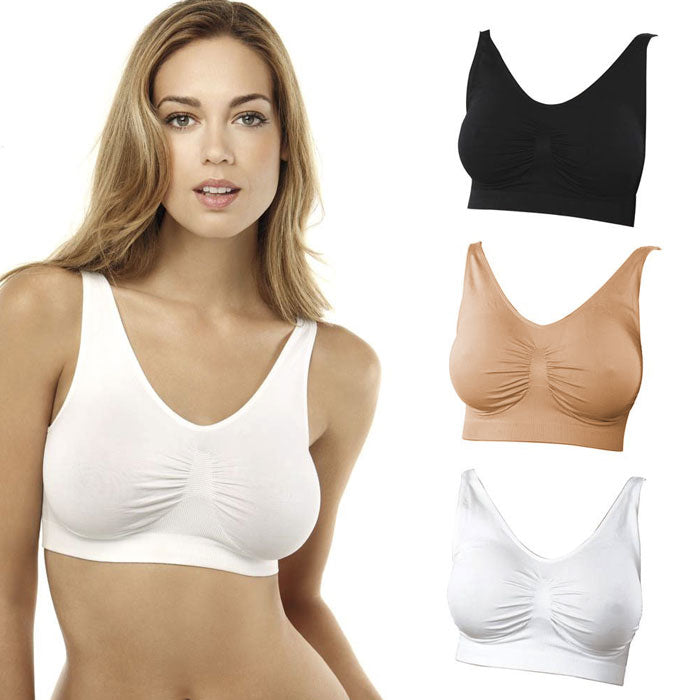 Comfortisse Bras 3 Pack Small White Black Nude Seamless Stretch Comfortable Fit Image 1