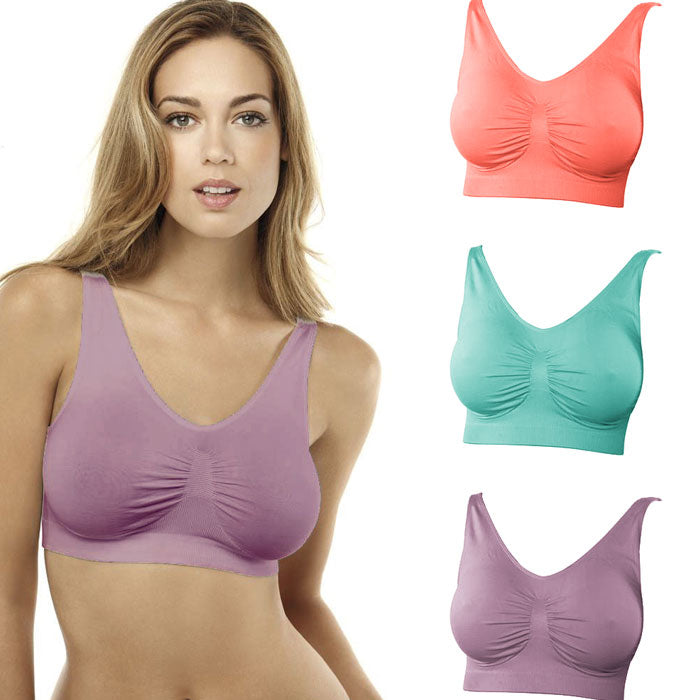 Comfortisse 3 Pack of Bras Pink Purple and Teal  Size Small Image 1