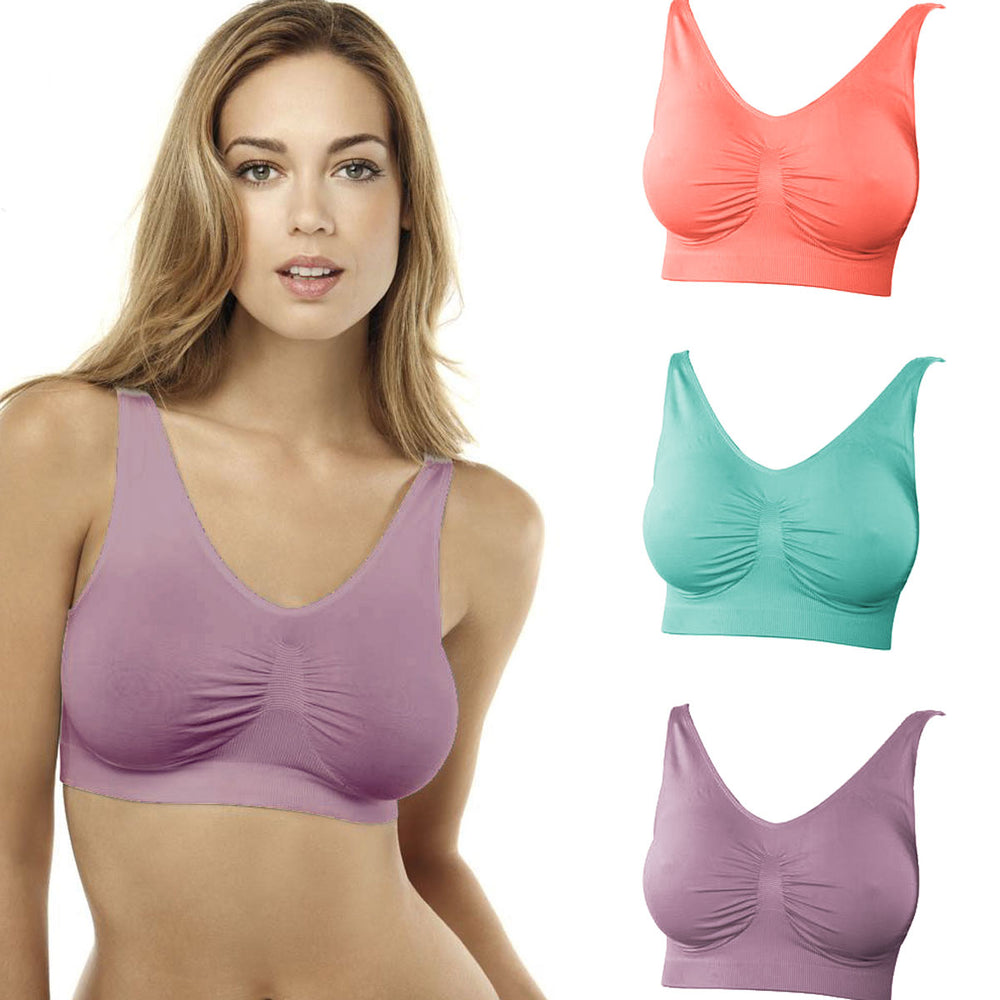 Comfortisse 3 Pack of Bras Pink Purple and Teal  Size Small Image 2