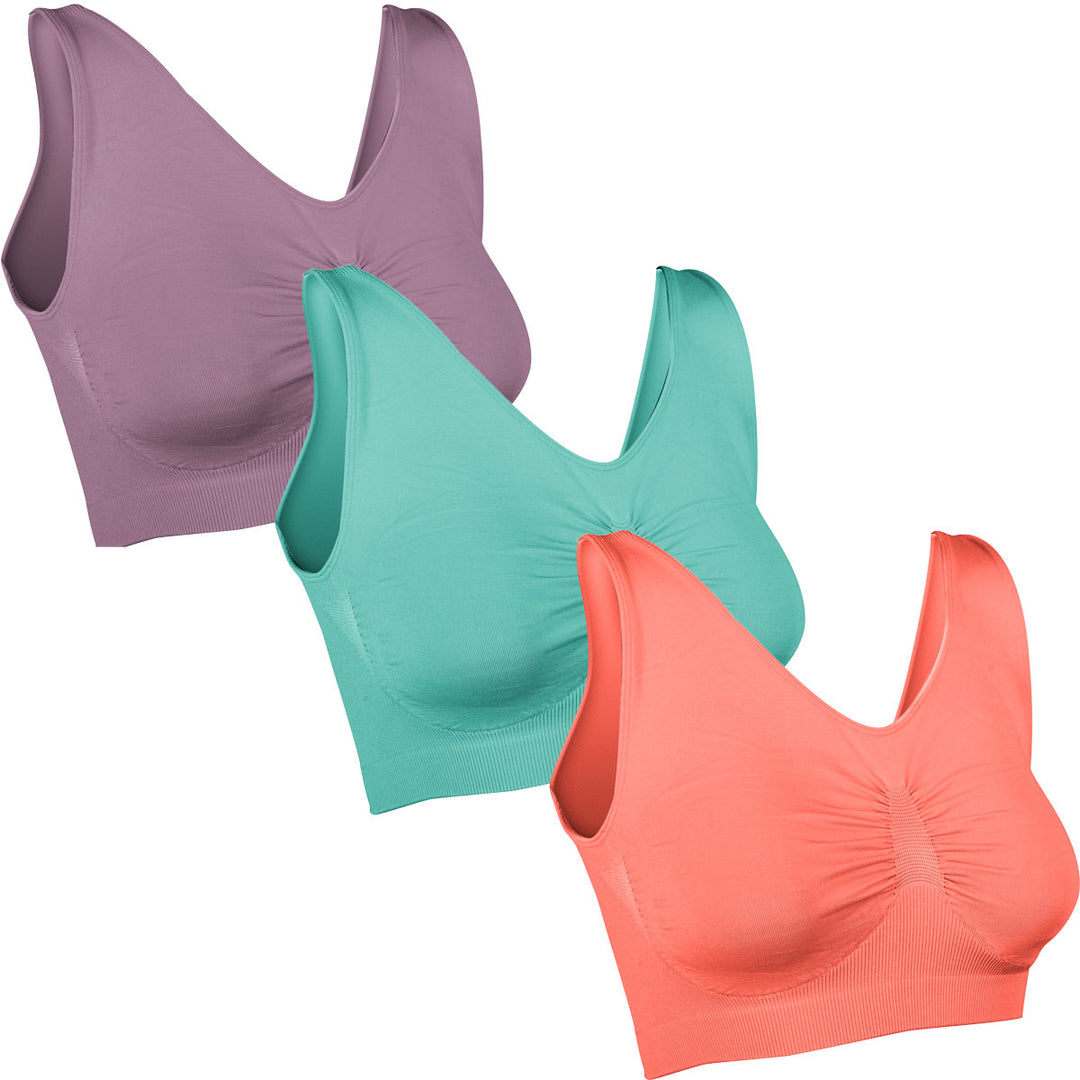 Comfortisse 3 Pack of Bras Pink Purple and Teal  Size Small Image 3