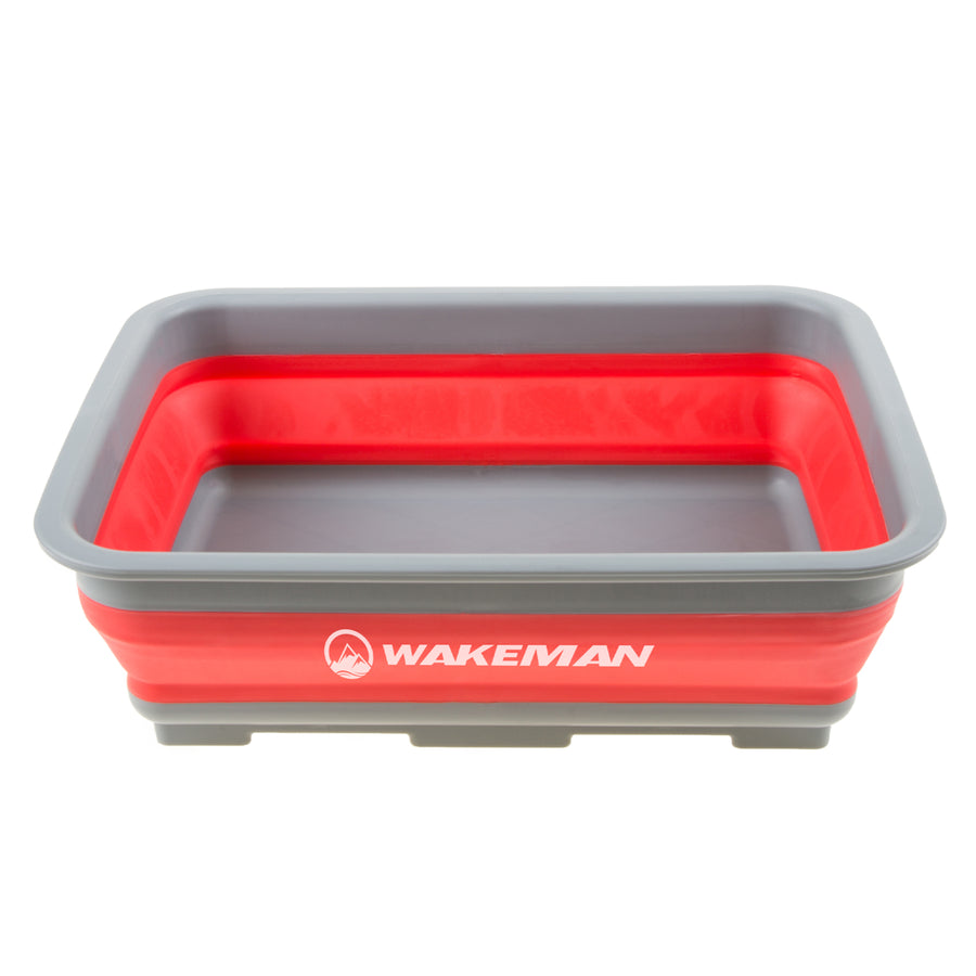 Wakeman 10L Collapsible Portable Camping Wash Basin - Red Image 1