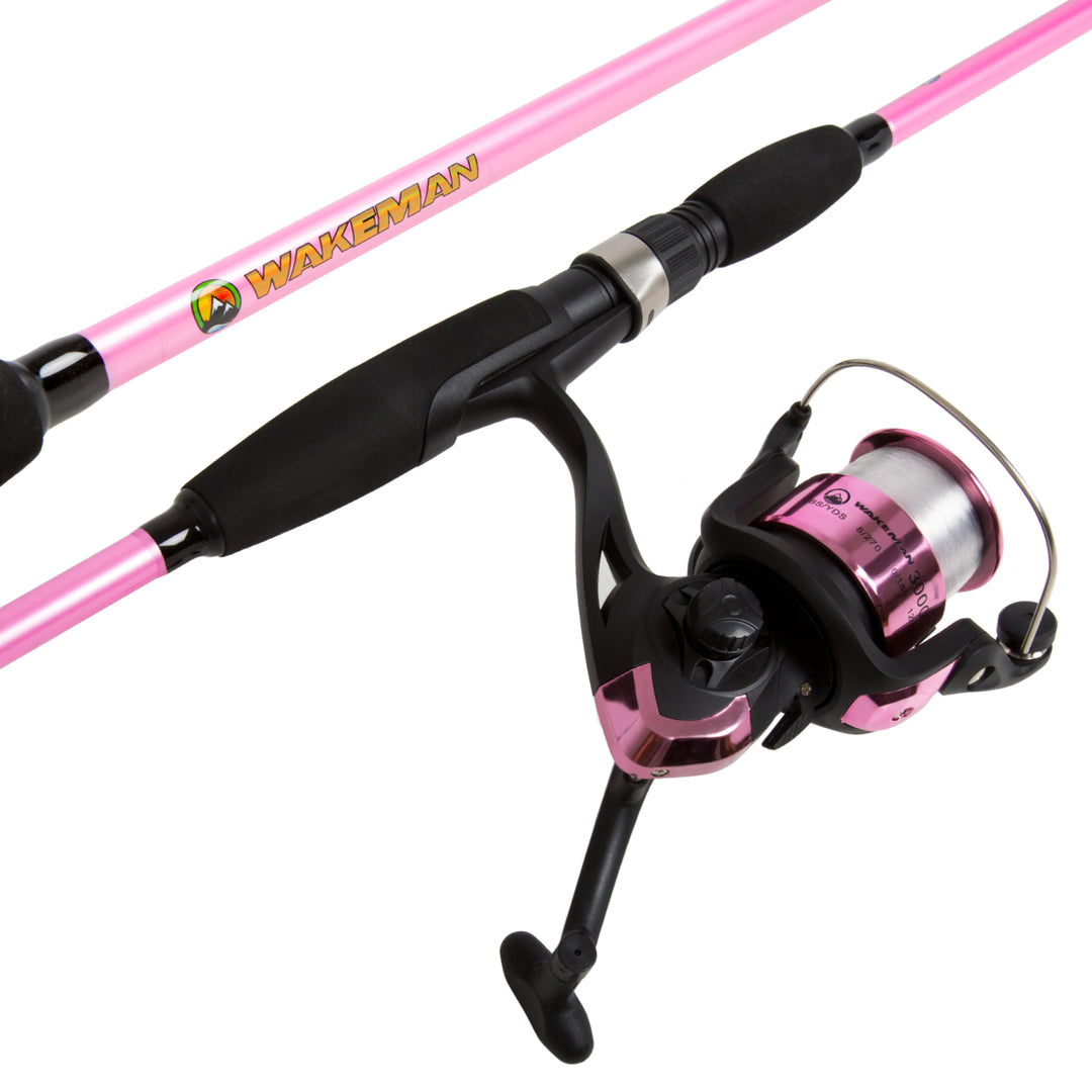 Wakeman Strike Series Spinning Rod and Reel Combo - Hot Pink Image 1