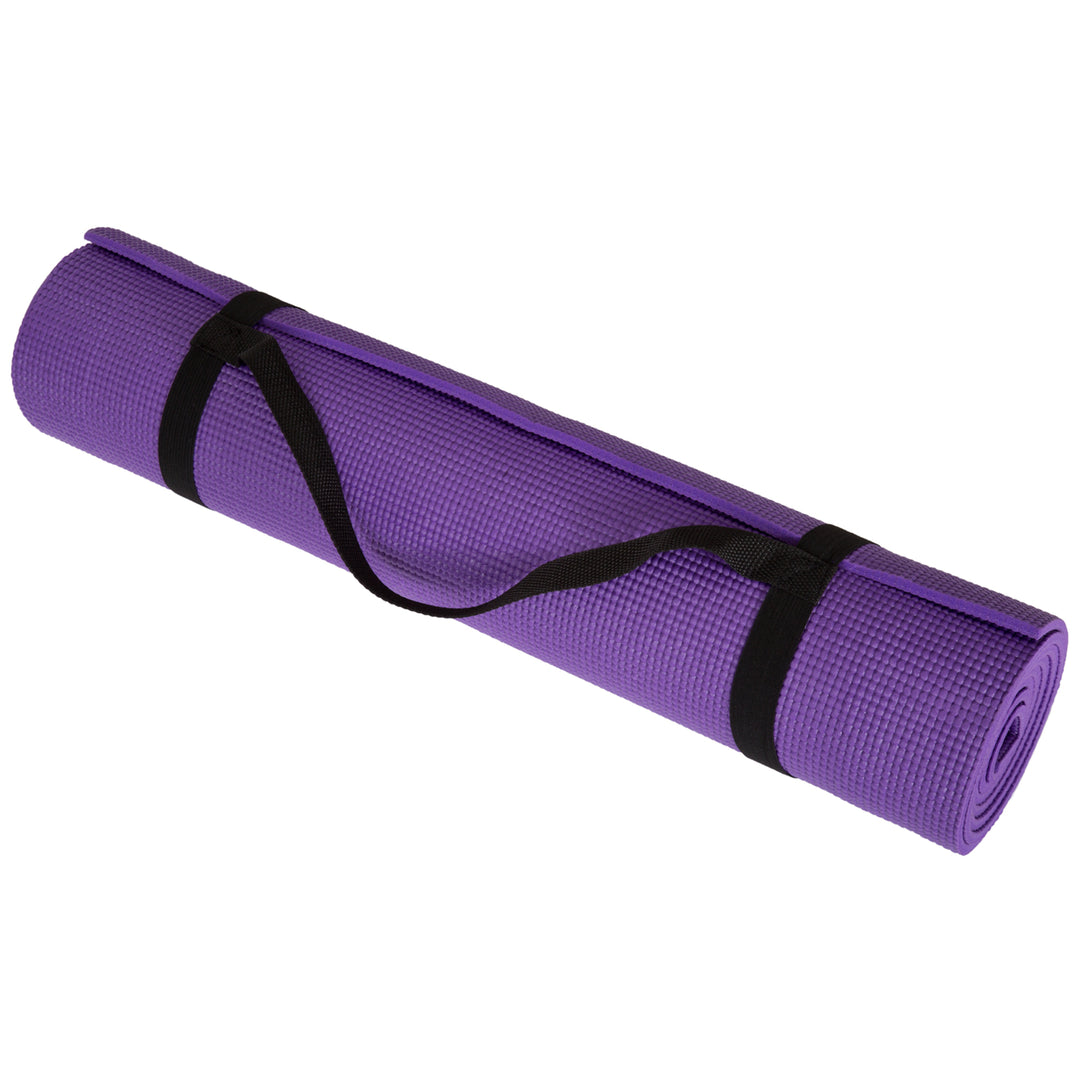 Wakeman Fitness Nonslip Yoga Mat 71x24 Purple Double Sided 0.25 inch Thick Image 1