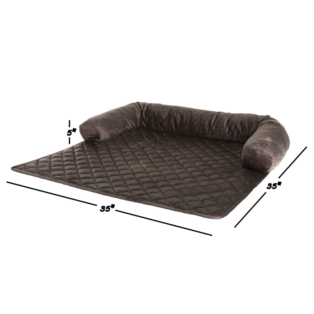 PETMAKER Furniture Protector Pet Cover with Bolster - Brown - 35x35 Image 4