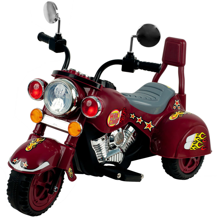 Lil' Rider Maroon Marauder Motorcycle - Three Wheeler Battery Operated Red Right on Toy Bike Image 1
