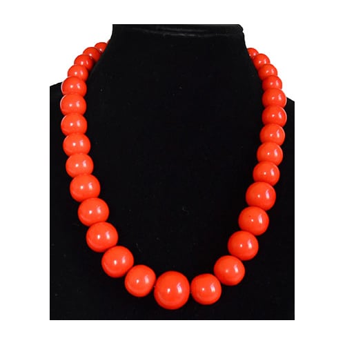 Necklace - Classic Style Red Beads - with jewelry box Image 1