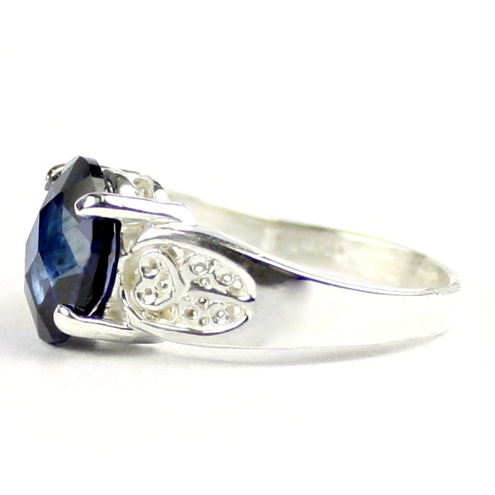 SR369 Created Blue Sapphire 925 Sterling Silver Ladies Ring Image 3