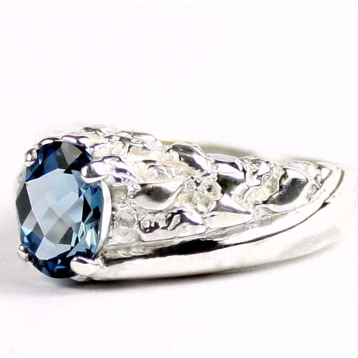 SR368London Blue Topaz925 Sterling Silver Mens Ring Image 2