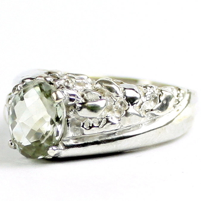 SR368Green Amethyst925 Sterling Silver Mens Ring Image 2